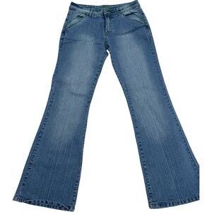 Gazoz Jeans 7/8 Blue Flare Y2K X Stitch Pocket Stretch Retro Denim
